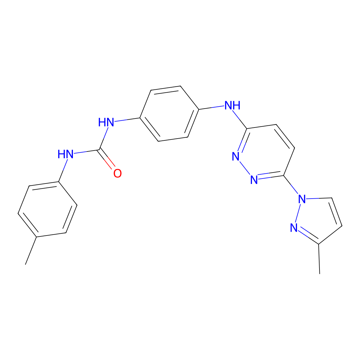 1-(4-((6-(3-methyl-1H-pyrazol-1-yl)pyridazin-3-yl)amino)phenyl)-3-(p-tolyl)urea molecular structure, CAS 1013769-32-8