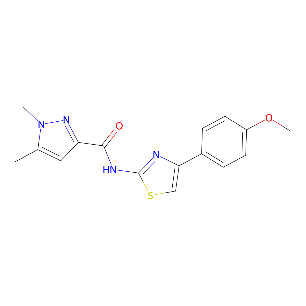 N-(4-(4-methoxyphenyl)thiazol-2-yl)-1,5-dimethyl-1H-pyrazole-3-carboxamide molecular structure, CAS 1013769-35-1