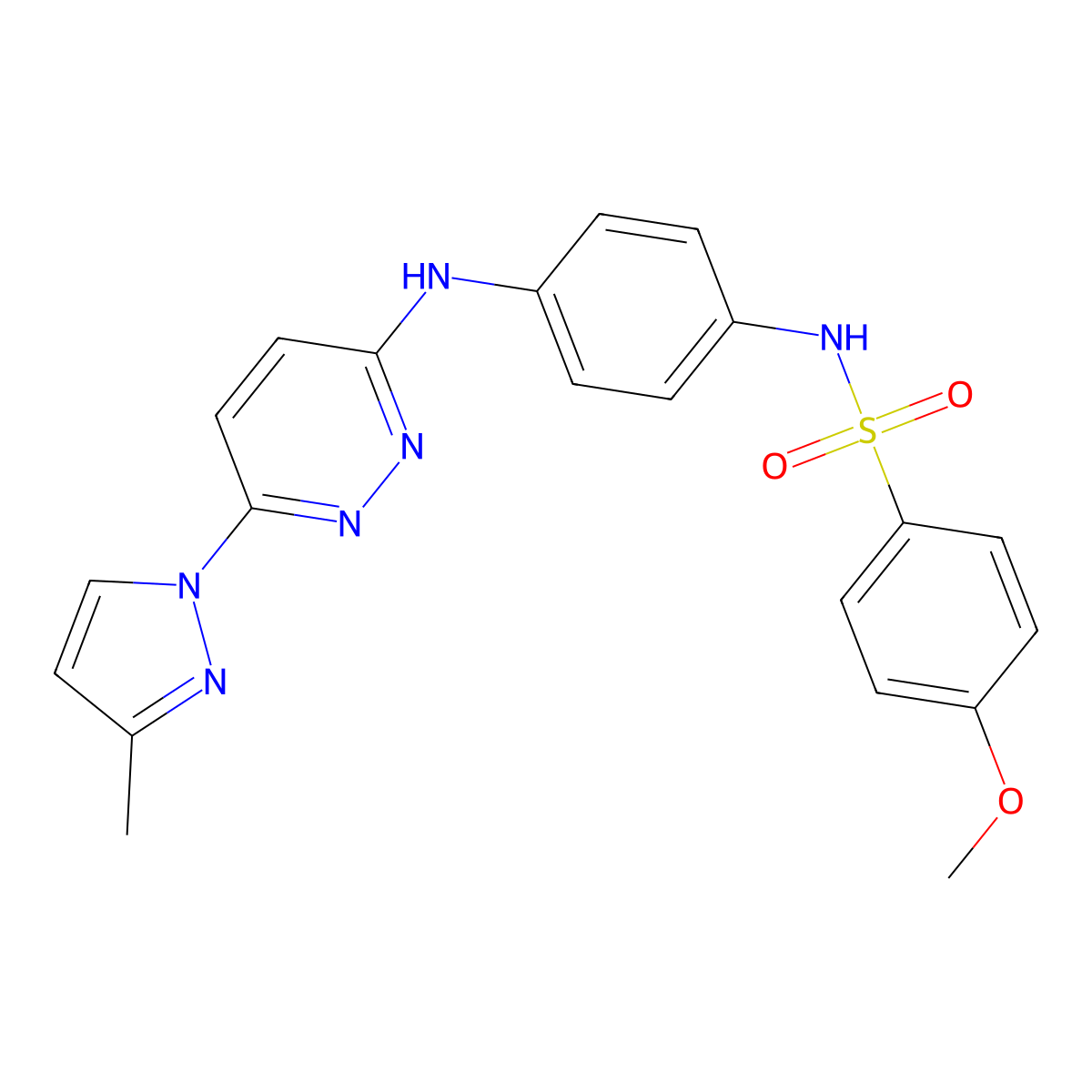 4-methoxy-N-(4-((6-(3-methyl-1H-pyrazol-1-yl)pyridazin-3-yl)amino)phenyl)benzenesulfonamide molecular structure, CAS 1013769-67-9