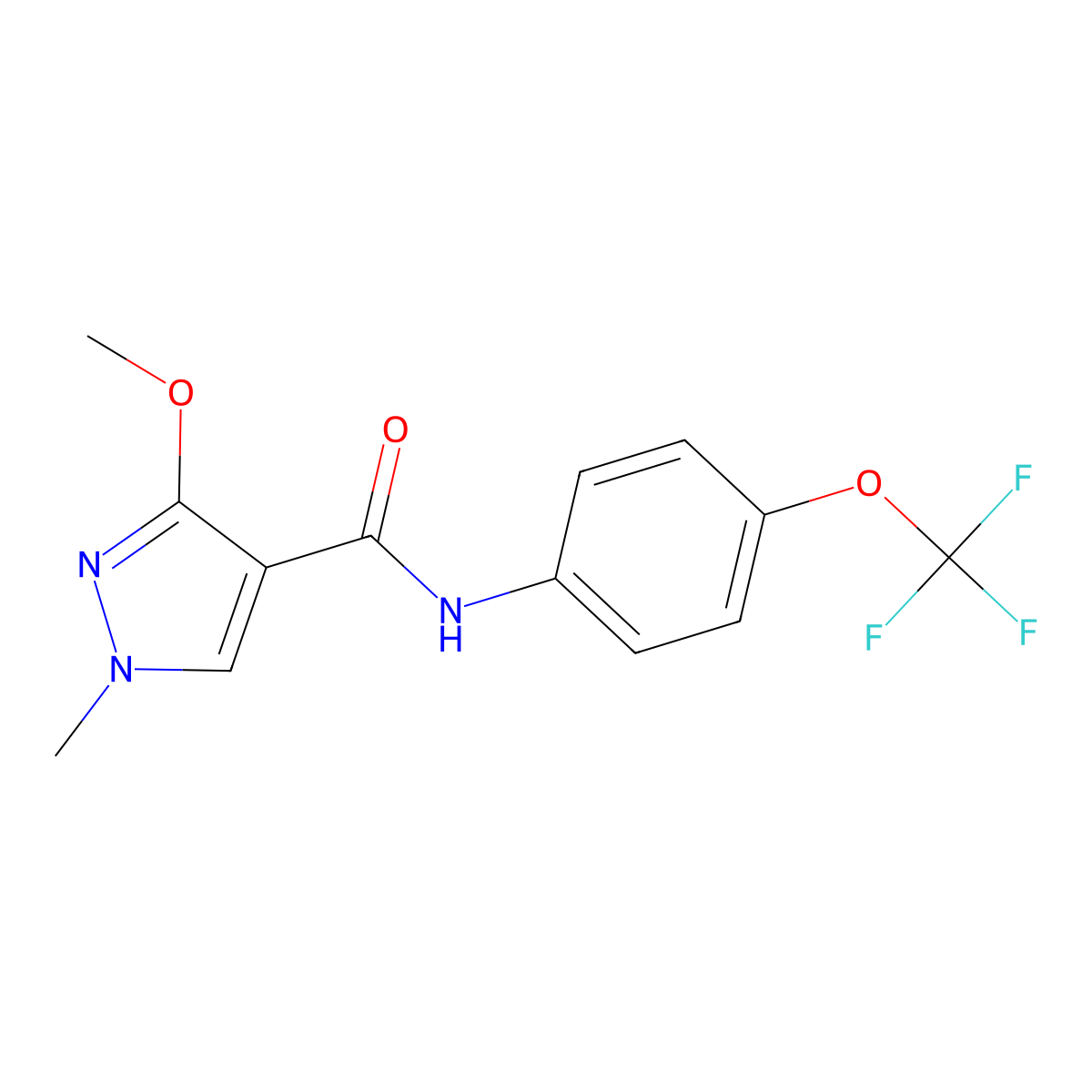 3-methoxy-1-methyl-N-(4-(trifluoromethoxy)phenyl)-1H-pyrazole-4-carboxamide molecular structure, CAS 1013770-16-5