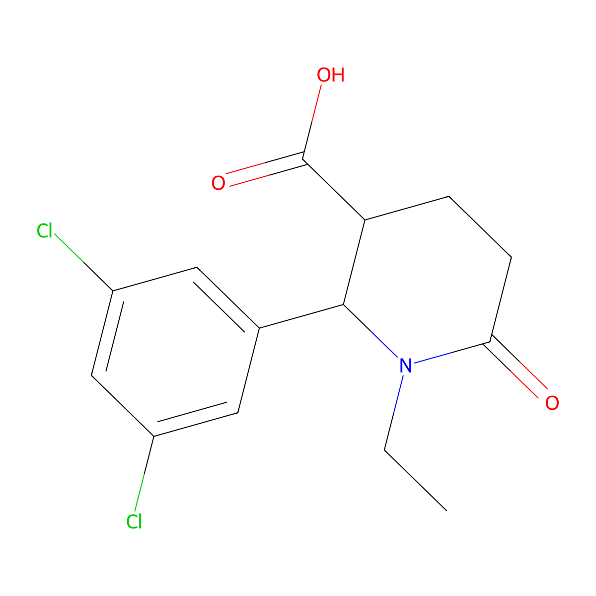 (2R,3R)-2-(3,5-dichlorophenyl)-1-ethyl-6-oxopiperidine-3-carboxylic acid molecular structure, CAS 1013770-27-8