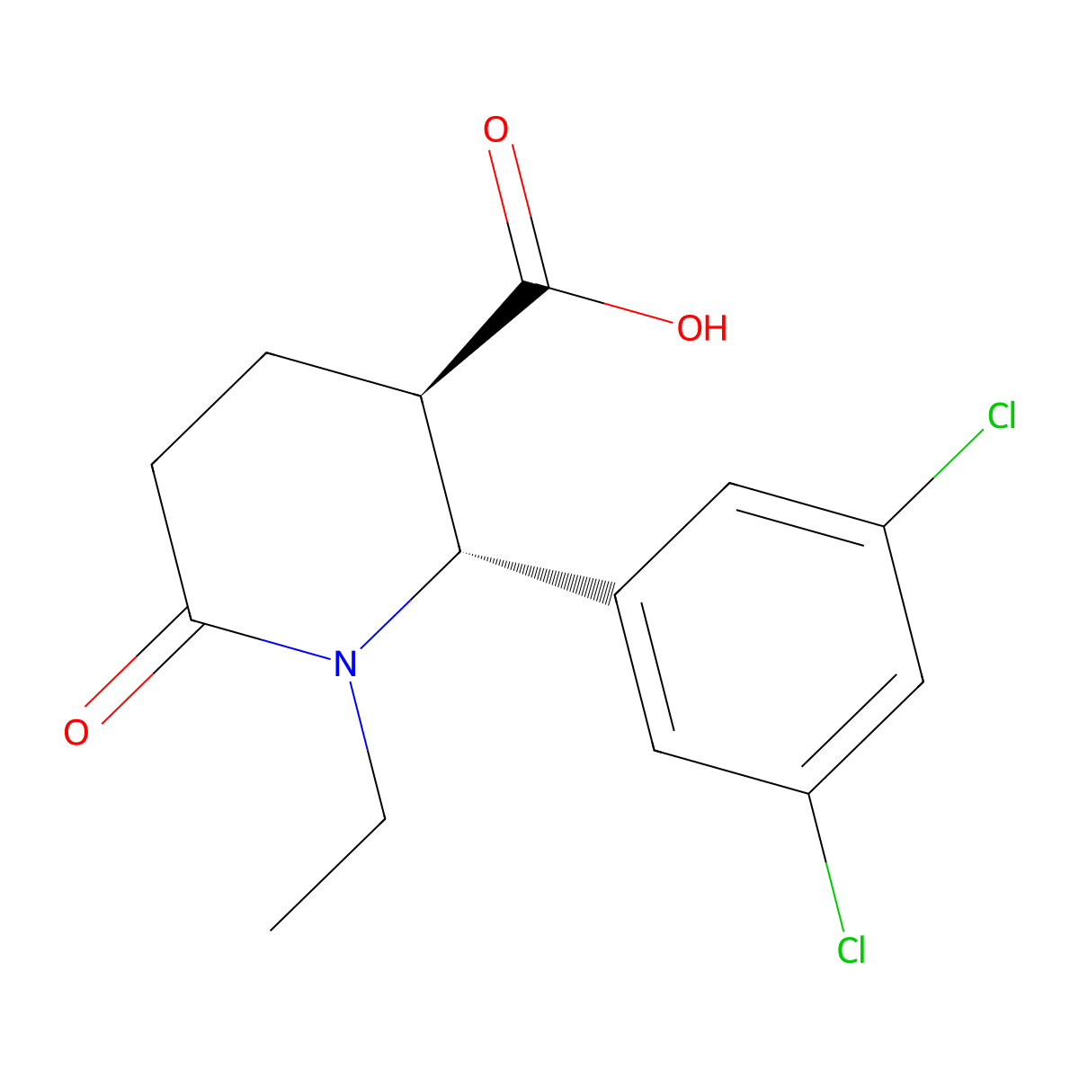 (2R,3R)-2-(3,5-dichlorophenyl)-1-ethyl-6-oxopiperidine-3-carboxylic acid molecular structure, CAS 1013770-27-8