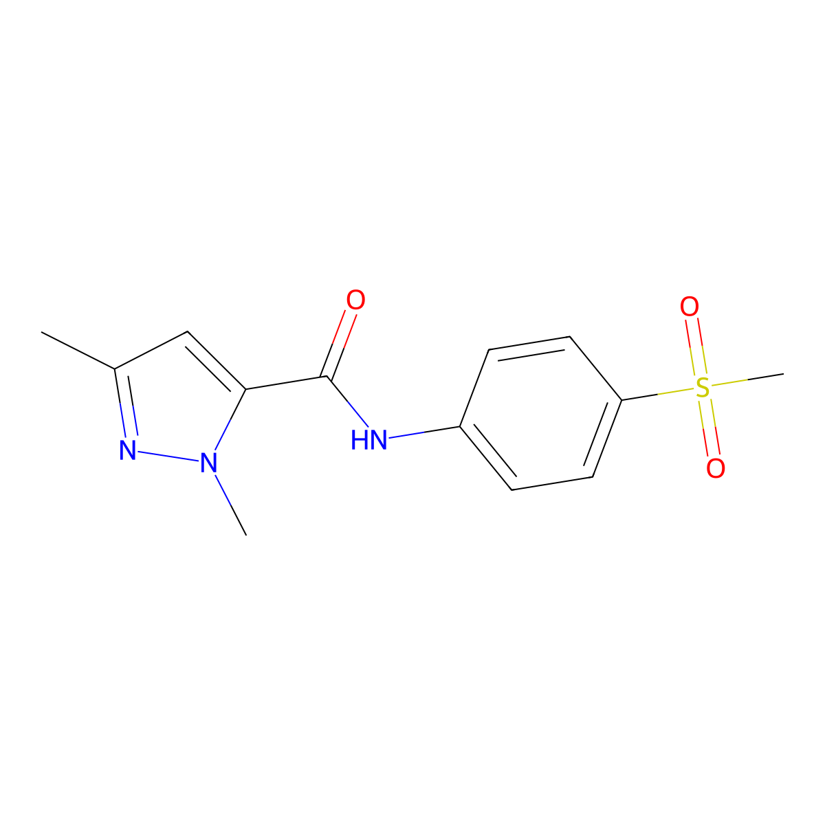 N-(4-methanesulfonylphenyl)-1,3-dimethyl-1H-pyrazole-5-carboxamide molecular structure, CAS 1013770-32-5