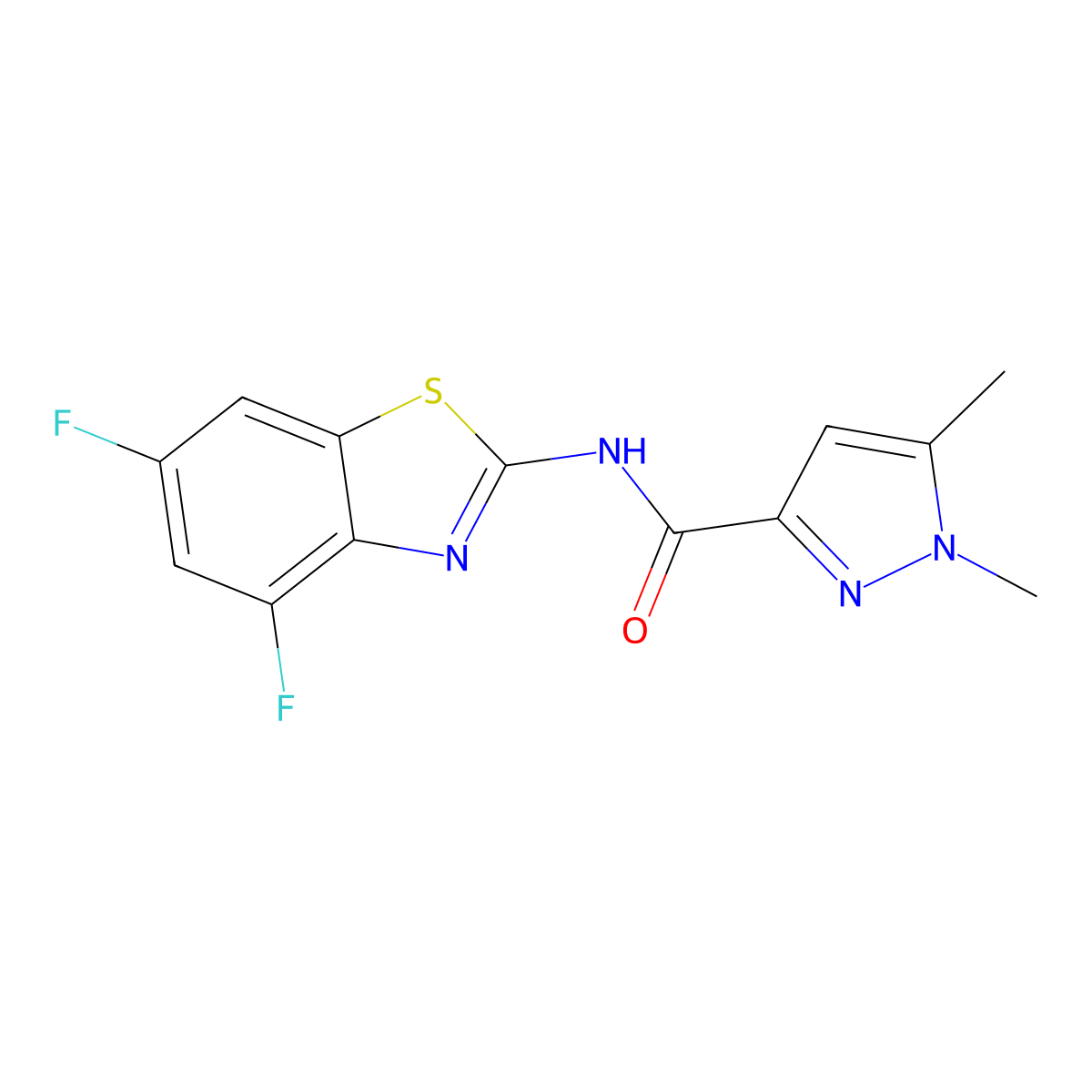 N-(4,6-difluorobenzo[d]thiazol-2-yl)-1,5-dimethyl-1H-pyrazole-3-carboxamide molecular structure, CAS 1013770-89-2