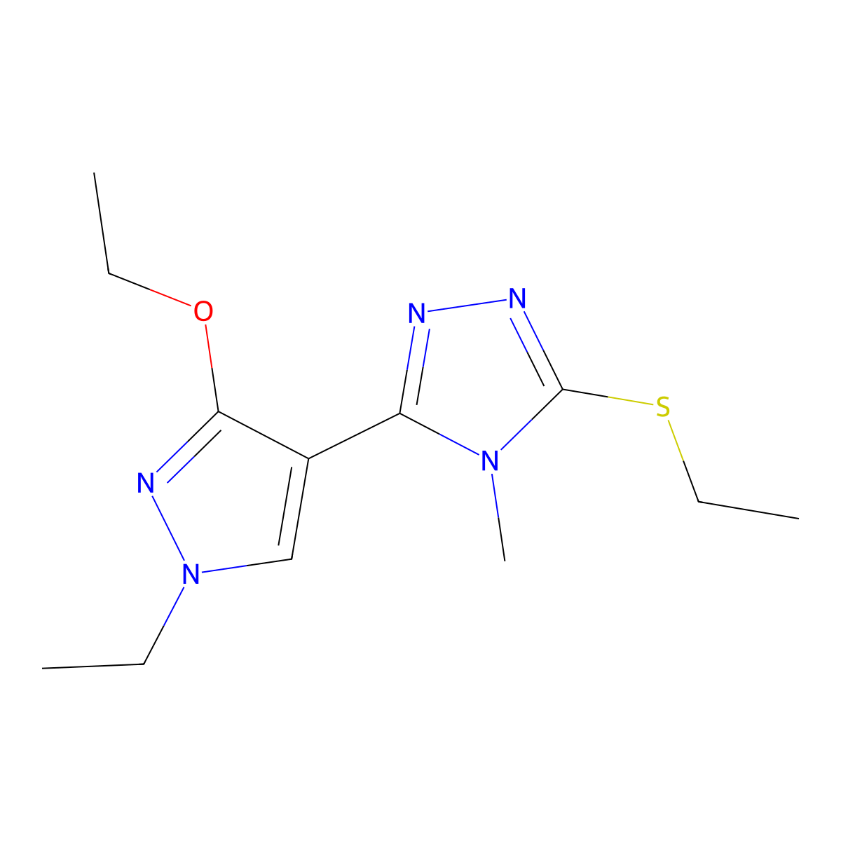 3-(3-ethoxy-1-ethyl-1H-pyrazol-4-yl)-5-(ethylthio)-4-methyl-4H-1,2,4-triazole molecular structure, CAS 1013776-30-1