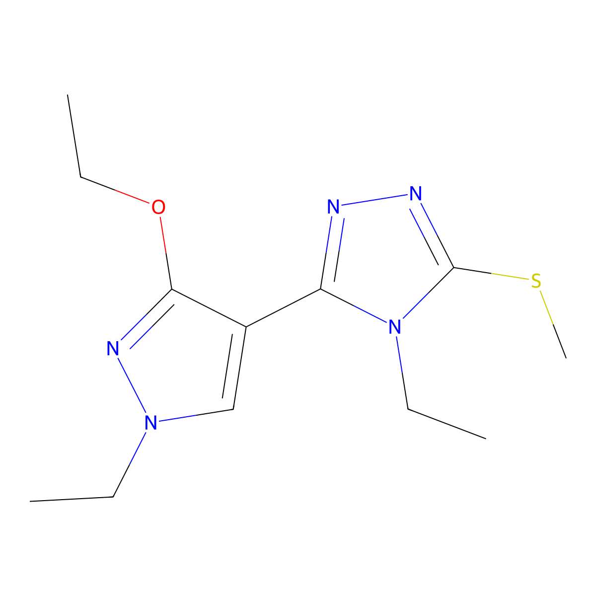 3-(3-ethoxy-1-ethyl-1H-pyrazol-4-yl)-4-ethyl-5-(methylthio)-4H-1,2,4-triazole molecular structure, CAS 1013778-13-6