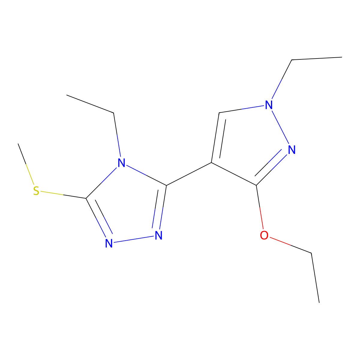 3-(3-ethoxy-1-ethyl-1H-pyrazol-4-yl)-4-ethyl-5-(methylthio)-4H-1,2,4-triazole molecular structure, CAS 1013778-13-6