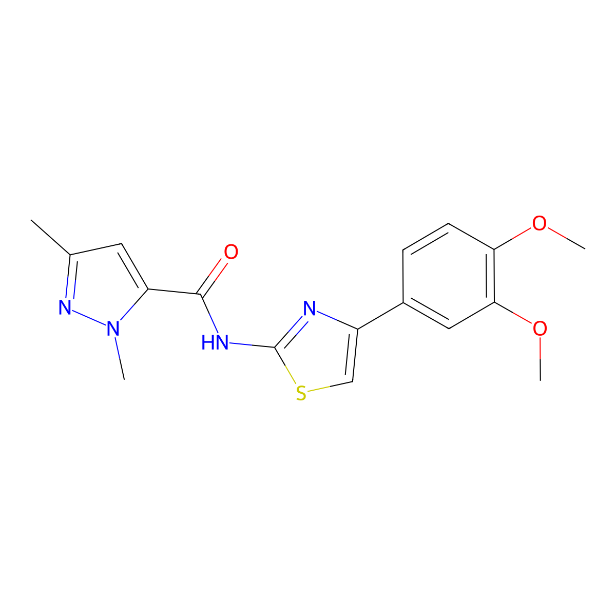 N-(4-(3,4-dimethoxyphenyl)thiazol-2-yl)-1,3-dimethyl-1H-pyrazole-5-carboxamide molecular structure, CAS 1013784-08-1