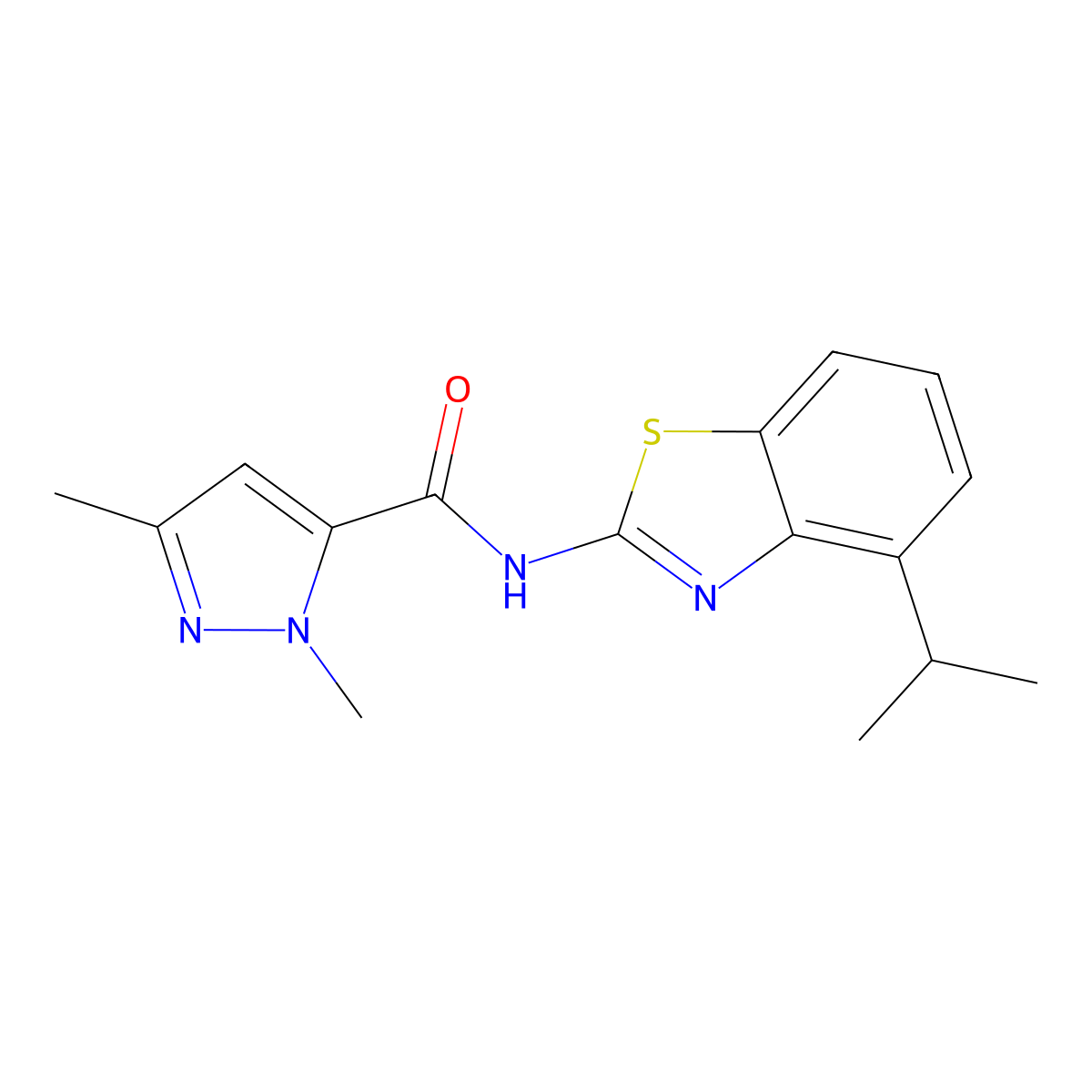 N-(4-isopropylbenzo[d]thiazol-2-yl)-1,3-dimethyl-1H-pyrazole-5-carboxamide molecular structure, CAS 1013784-26-3
