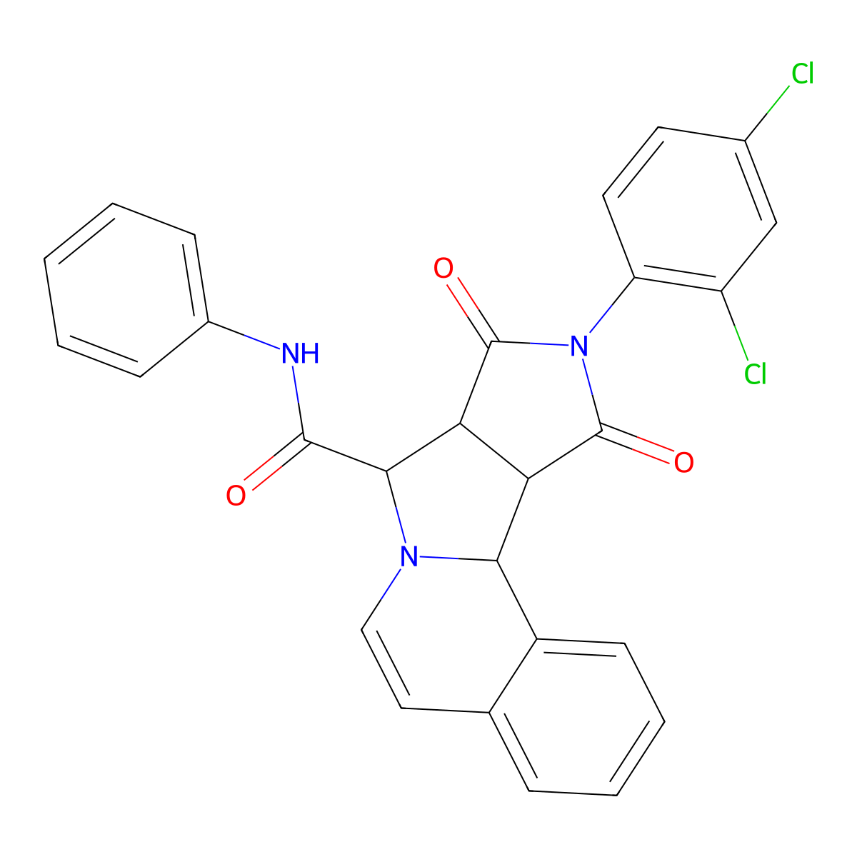 (8S,8aR,11aS,11bS)-10-(2,4-dichlorophenyl)-9,11-dioxo-N-phenyl-8a,9,10,11,11a,11b-hexahydro-8H-pyrrolo[3',4':3,4]pyrrolo[2,1-a]isoquinoline-8-carboxamide molecular structure, CAS 1013786-37-2