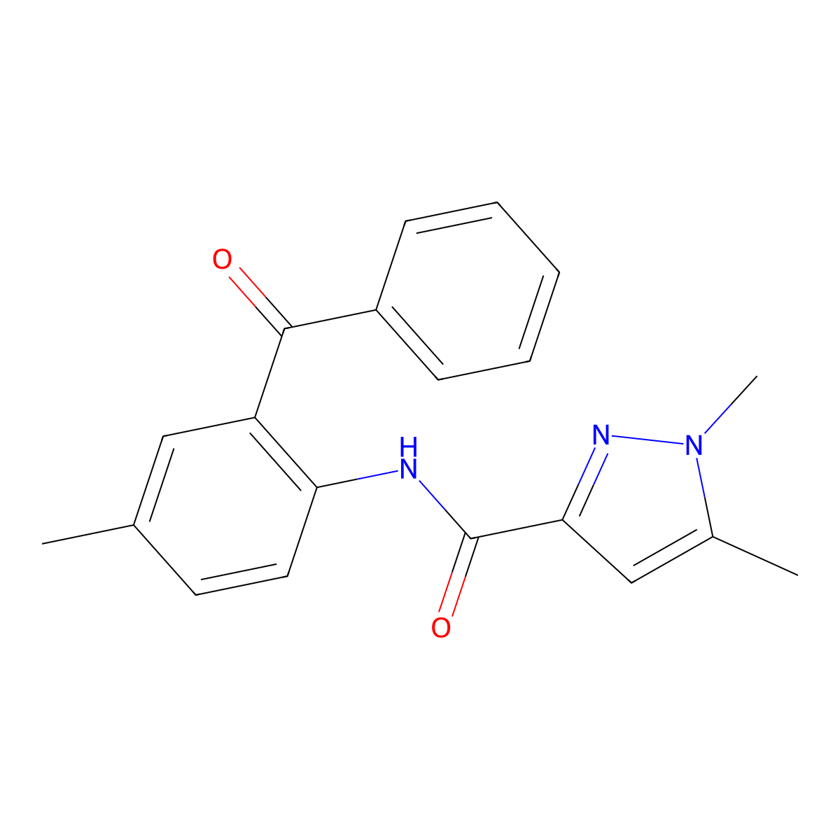 N-(2-benzoyl-4-methylphenyl)-1,5-dimethyl-1H-pyrazole-3-carboxamide molecular structure, CAS 1013786-47-4