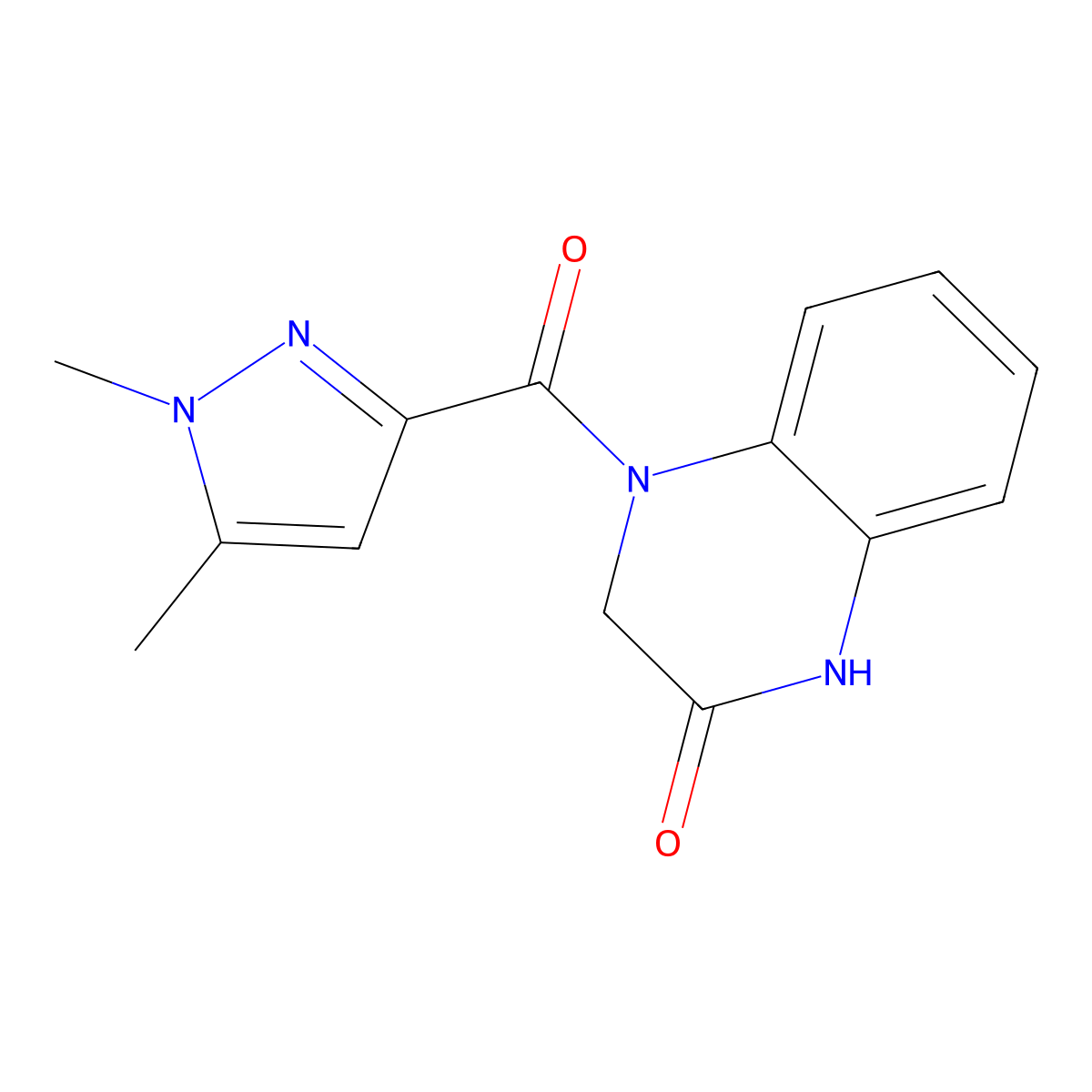 4-(1,5-dimethyl-1H-pyrazole-3-carbonyl)-3,4-dihydroquinoxalin-2(1H)-one molecular structure, CAS 1013788-13-0