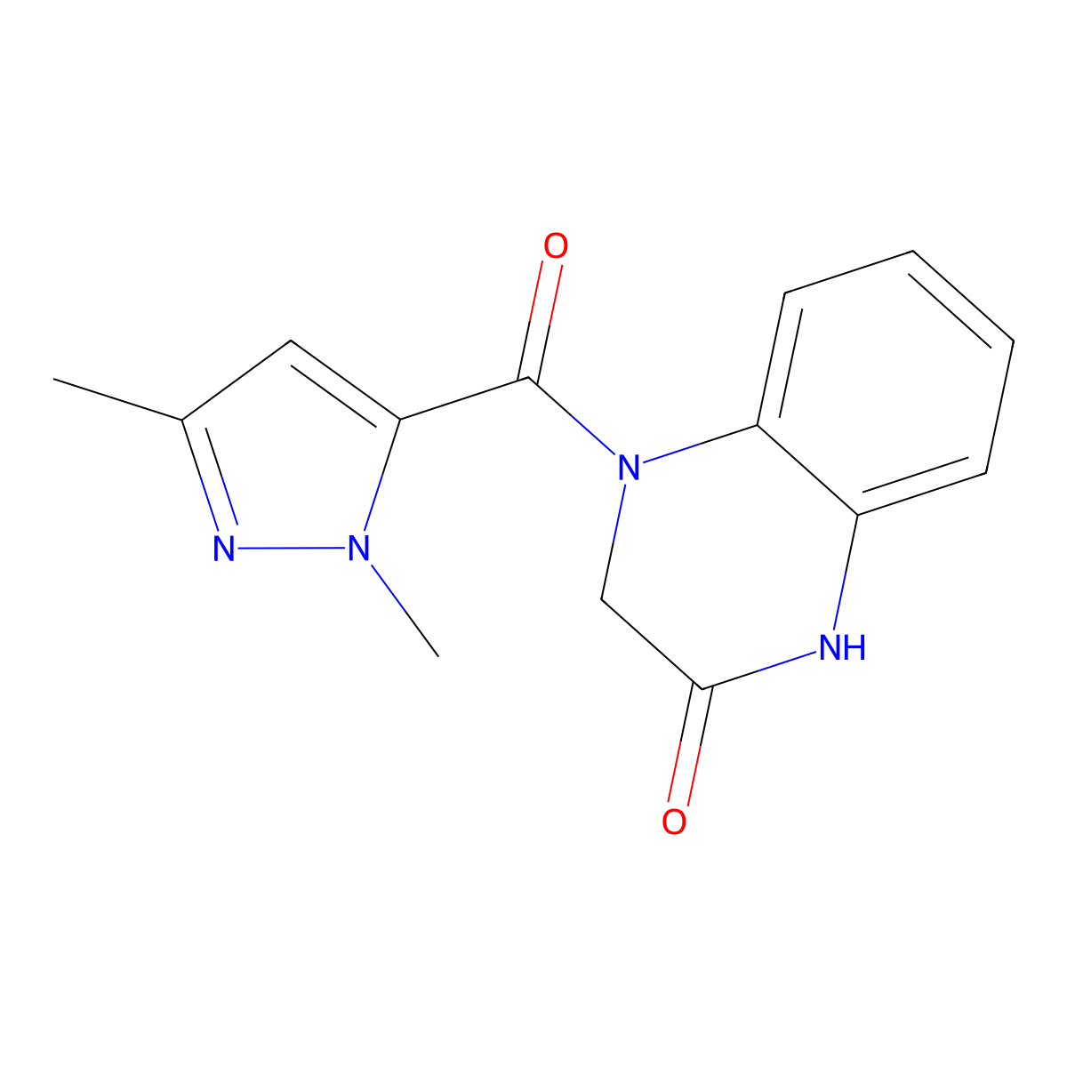 4-(1,3-dimethyl-1H-pyrazole-5-carbonyl)-3,4-dihydroquinoxalin-2(1H)-one molecular structure, CAS 1013788-21-0