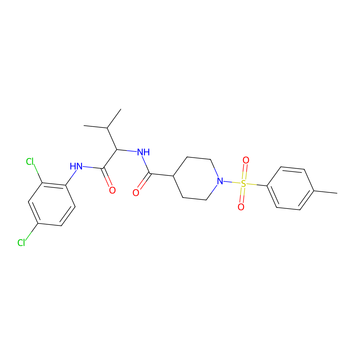 N-[(2S)-1-(2,4-dichloroanilino)-3-methyl-1-oxobutan-2-yl]-1-(4-methylphenyl)sulfonylpiperidine-4-carboxamide molecular structure, CAS 1013792-67-0