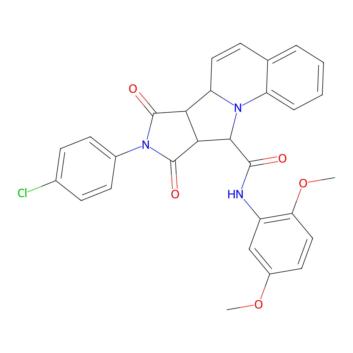 (6aS,6bR,9aS,10R)-8-(4-chlorophenyl)-N-(2,5-dimethoxyphenyl)-7,9-dioxo-6b,7,8,9,9a,10-hexahydro-6aH-pyrrolo[3',4':3,4]pyrrolo[1,2-a]quinoline-10-carboxamide molecular structure, CAS 1013792-74-9