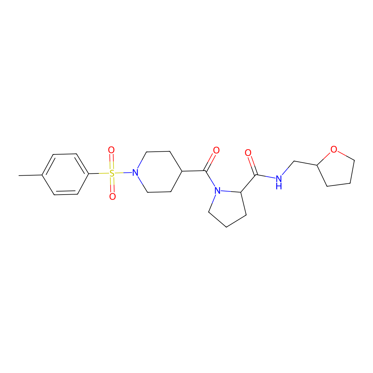 1-({1-[(4-methylphenyl)sulfonyl]piperidin-4-yl}carbonyl)-N-(tetrahydrofuran-2-ylmethyl)-L-prolinamide molecular structure, CAS 1013792-96-5