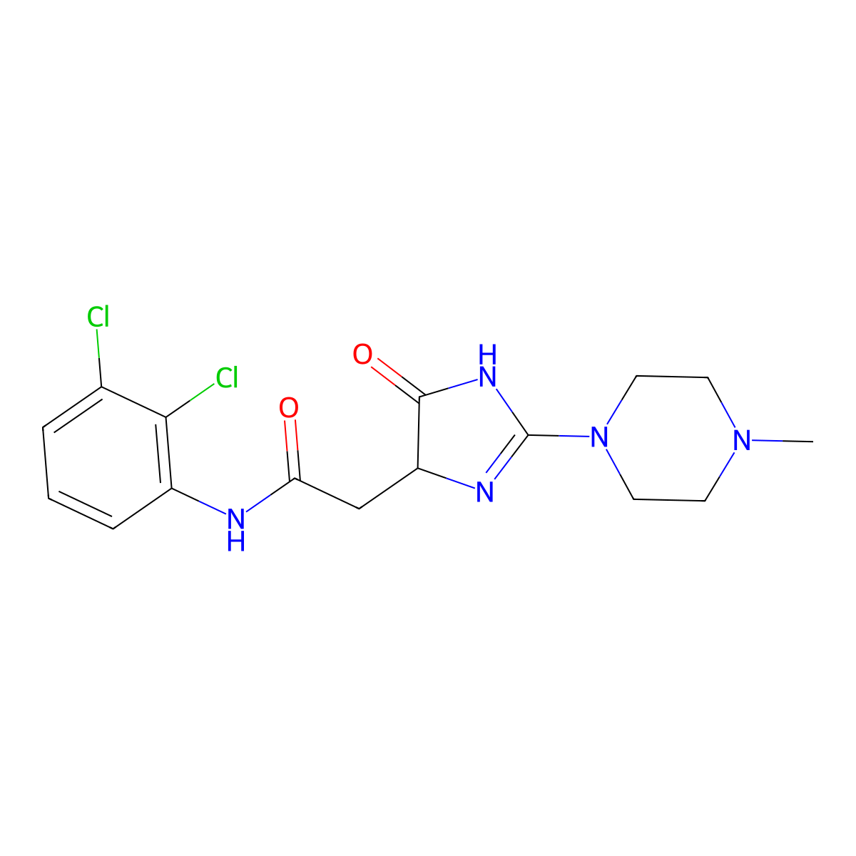 N-(2,3-dichlorophenyl)-2-[2-(4-methylpiperazin-1-yl)-4-oxo-4,5-dihydro-1H-imidazol-5-yl]acetamide molecular structure, CAS 1013793-67-3