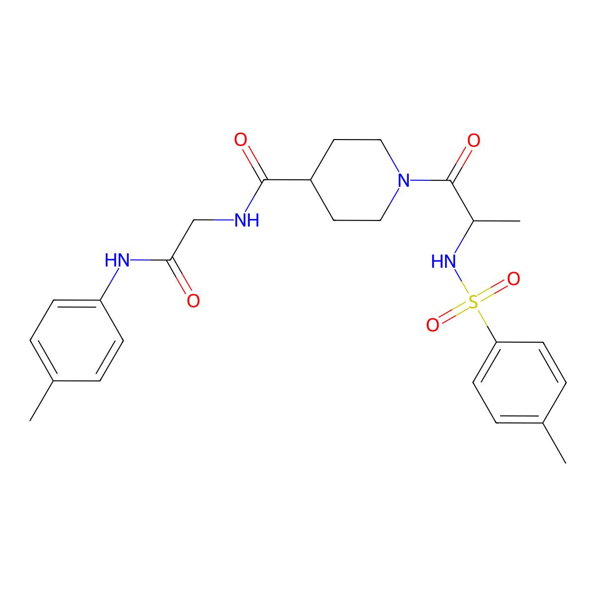 N-{2-[(4-methylphenyl)amino]-2-oxoethyl}-1-{N-[(4-methylphenyl)sulfonyl]-L-alanyl}piperidine-4-carboxamide molecular structure, CAS 1013793-96-8