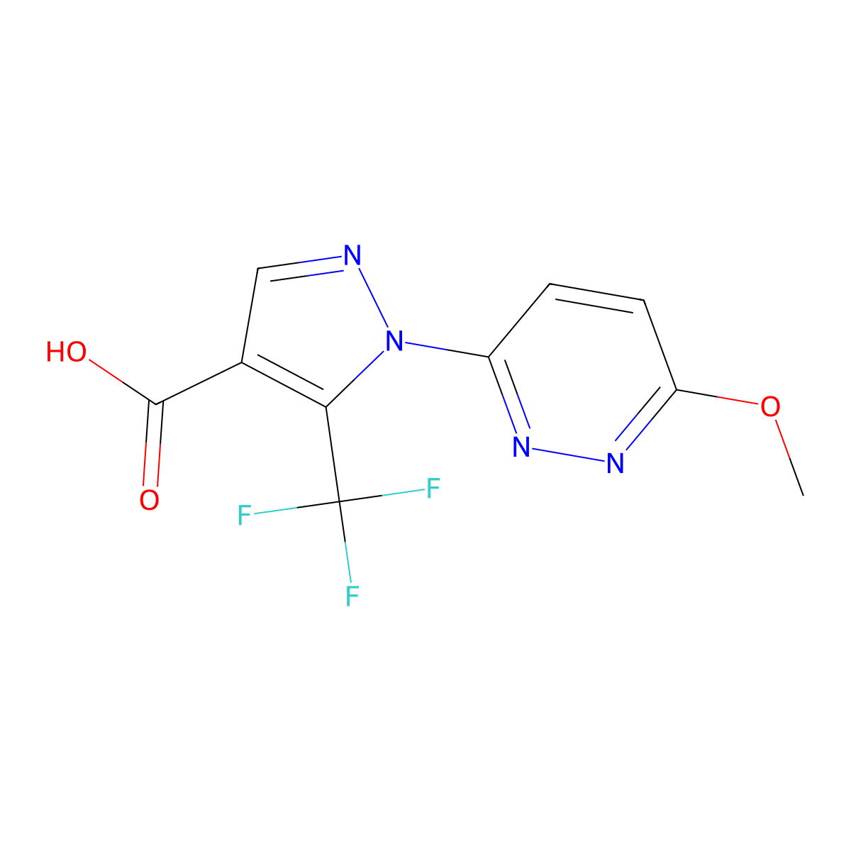 1-(6-methoxypyridazin-3-yl)-5-(trifluoromethyl)-1H-pyrazole-4-carboxylic acid molecular structure, CAS 1013794-57-4