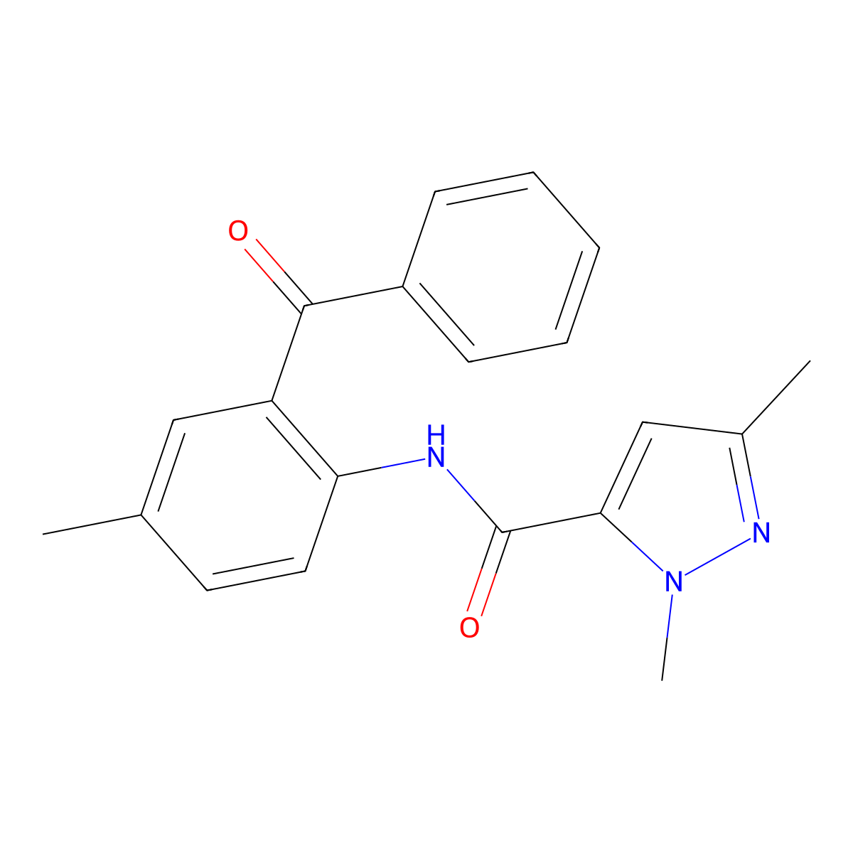 N-(2-benzoyl-4-methylphenyl)-1,3-dimethyl-1H-pyrazole-5-carboxamide molecular structure, CAS 1013796-15-0