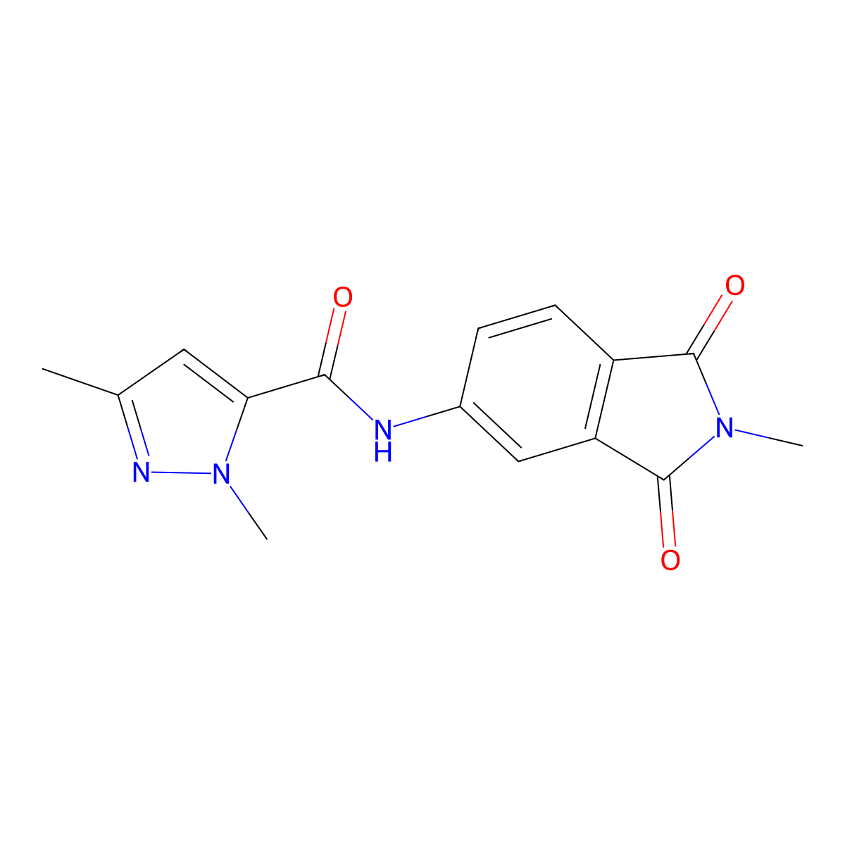 1,3-dimethyl-N-(2-methyl-1,3-dioxo-2,3-dihydro-1H-isoindol-5-yl)-1H-pyrazole-5-carboxamide molecular structure, CAS 1013796-69-4