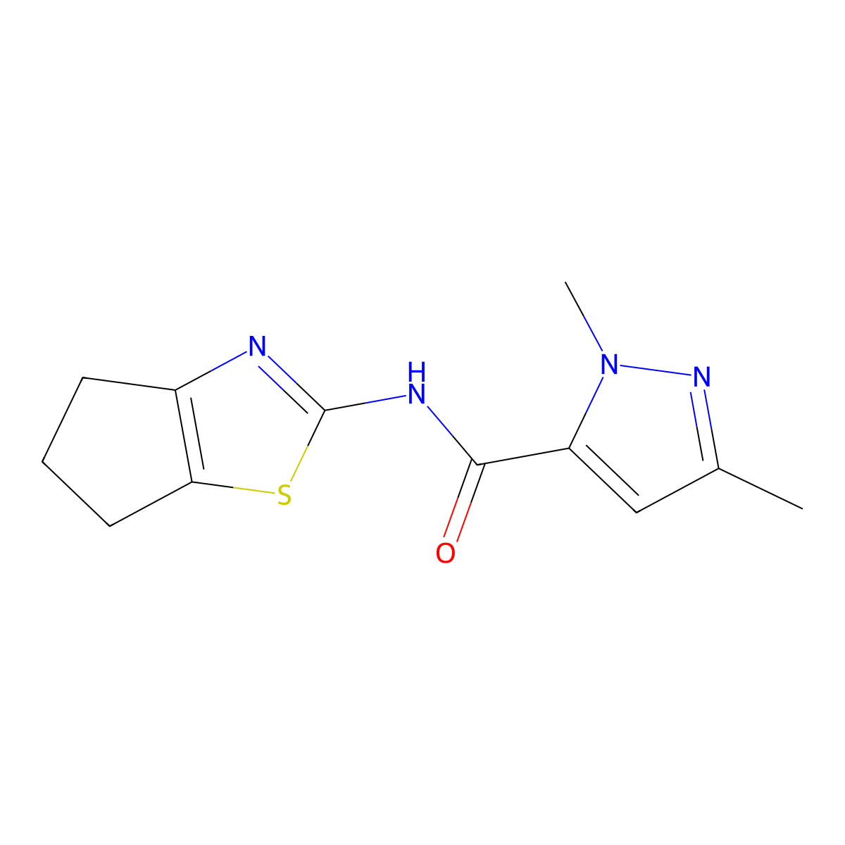 N-{4H,5H,6H-cyclopenta[d][1,3]thiazol-2-yl}-1,3-dimethyl-1H-pyrazole-5-carboxamide molecular structure, CAS 1013796-94-5