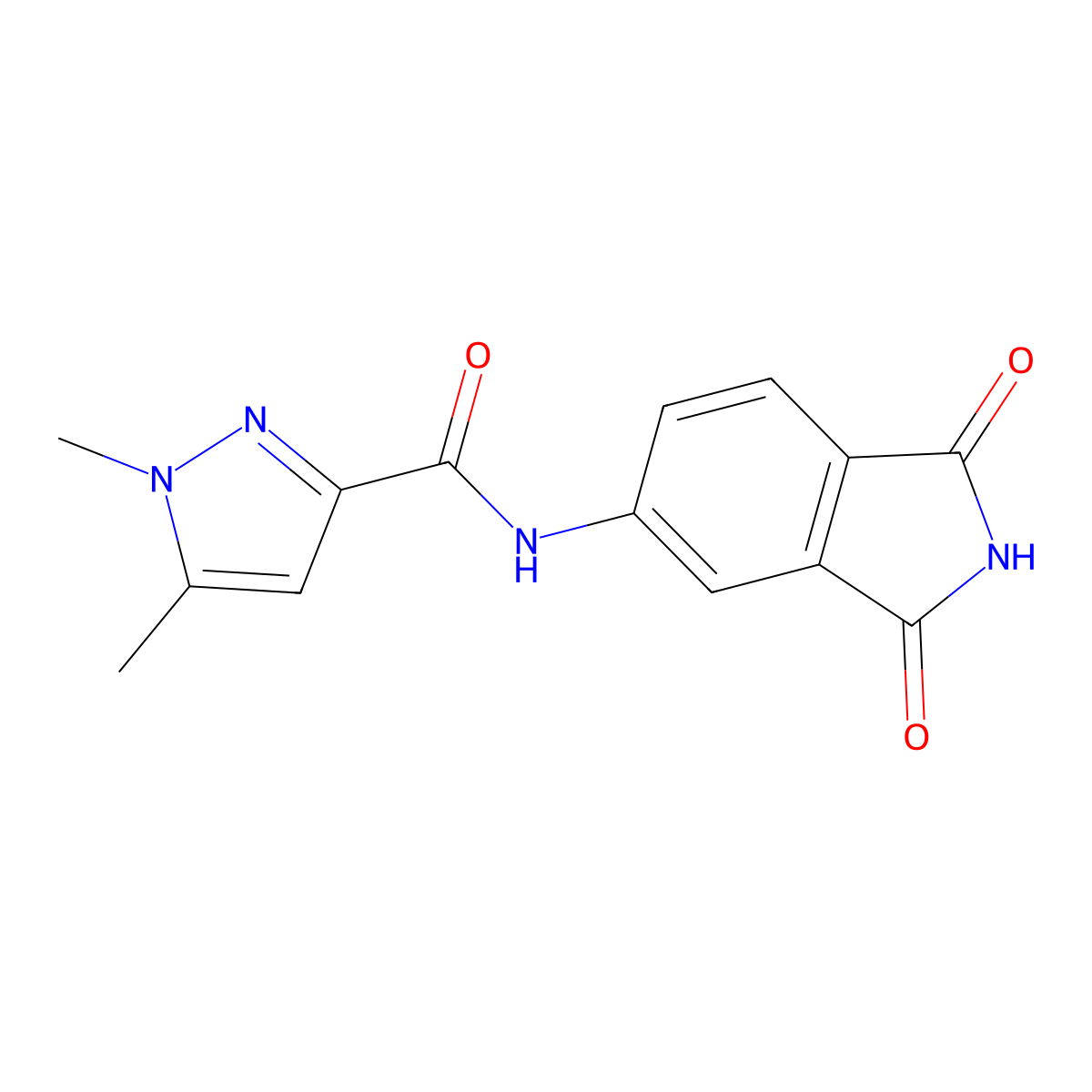 N-(1,3-dioxoisoindolin-5-yl)-1,5-dimethyl-1H-pyrazole-3-carboxamide molecular structure, CAS 1013796-99-0