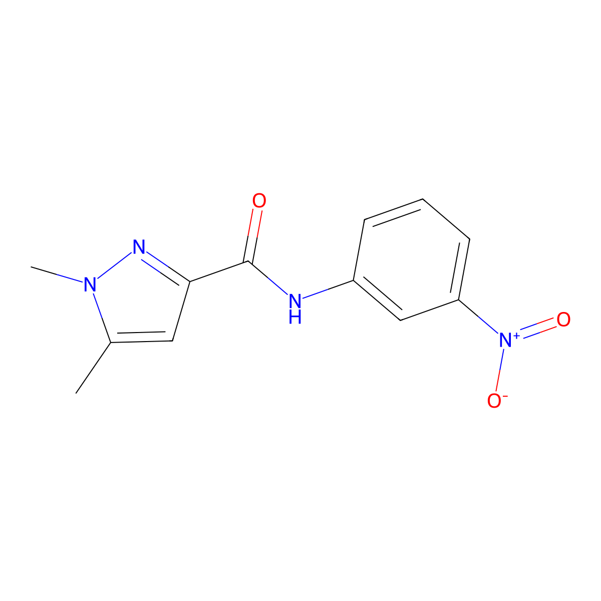 1,5-dimethyl-N-(3-nitrophenyl)-1H-pyrazole-3-carboxamide molecular structure, CAS 1013798-00-9