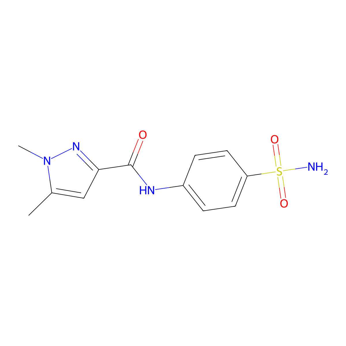 1,5-dimethyl-N-(4-sulfamoylphenyl)-1H-pyrazole-3-carboxamide molecular structure, CAS 1013798-74-7