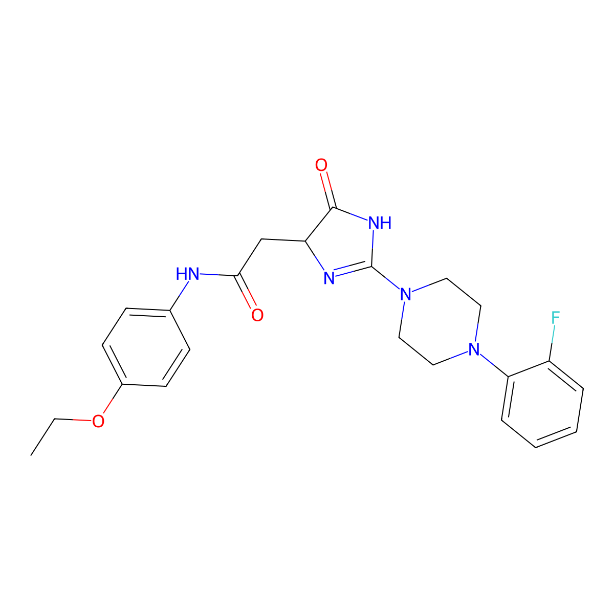 N-(4-ethoxyphenyl)-2-{2-[4-(2-fluorophenyl)piperazin-1-yl]-4-oxo-4,5-dihydro-1H-imidazol-5-yl}acetamide molecular structure, CAS 1013804-01-7