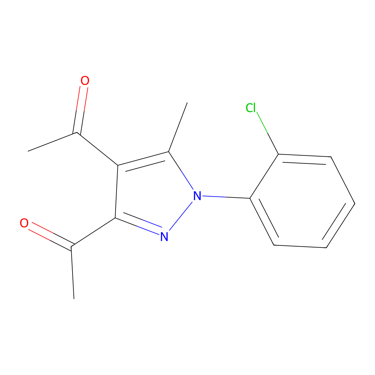 1,1'-[1-(2-chlorophenyl)-5-methyl-1H-pyrazole-3,4-diyl]diethanone molecular structure, CAS 1013804-61-9