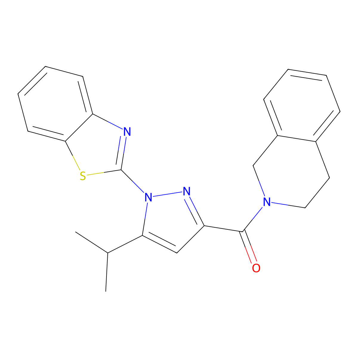 (1-(benzo[d]thiazol-2-yl)-5-isopropyl-1H-pyrazol-3-yl)(3,4-dihydroisoquinolin-2(1H)-yl)methanone molecular structure, CAS 1013804-85-7