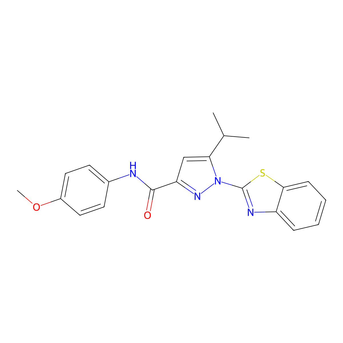1-(benzo[d]thiazol-2-yl)-5-isopropyl-N-(4-methoxyphenyl)-1H-pyrazole-3-carboxamide molecular structure, CAS 1013804-88-0
