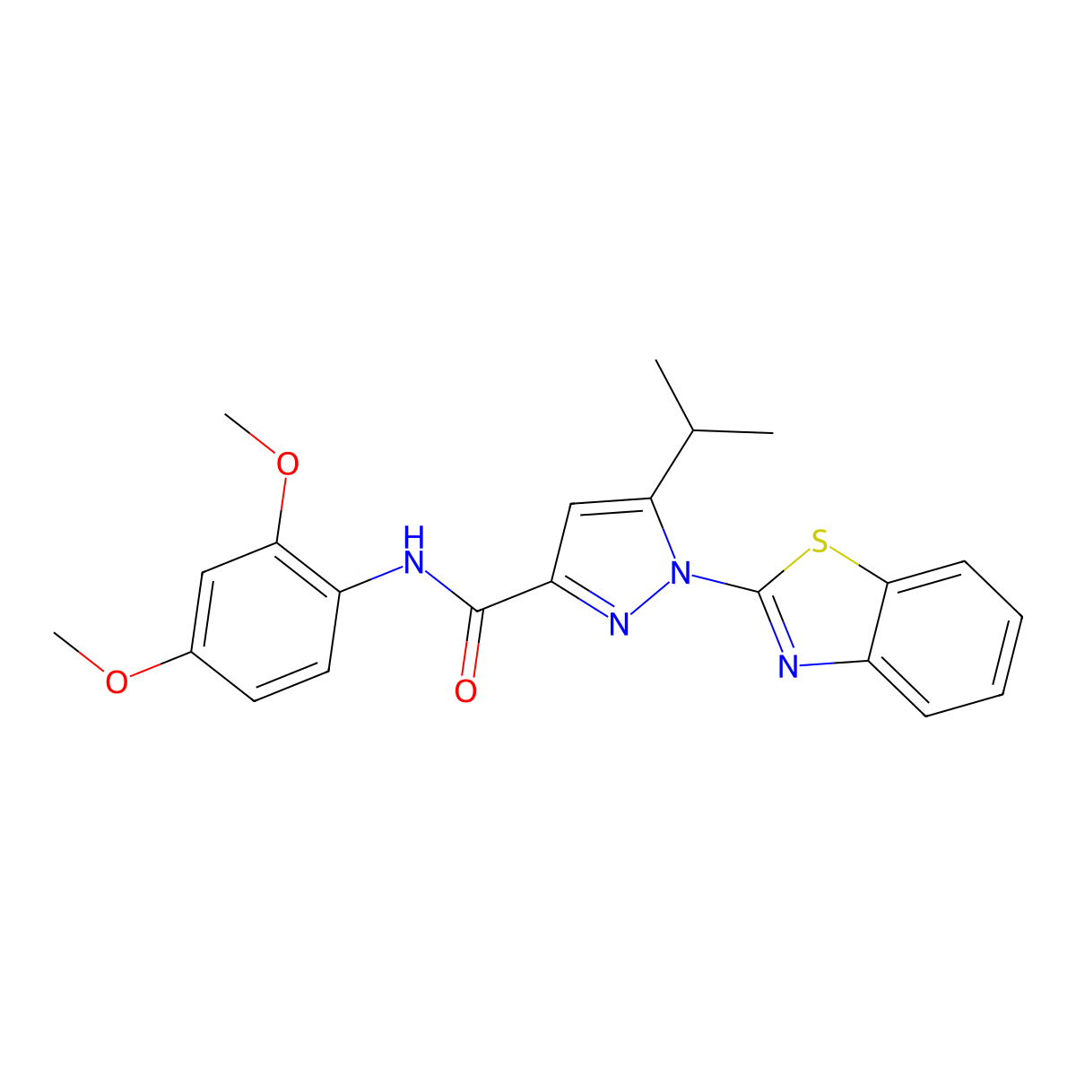 1-(benzo[d]thiazol-2-yl)-N-(2,4-dimethoxyphenyl)-5-isopropyl-1H-pyrazole-3-carboxamide molecular structure, CAS 1013805-01-0