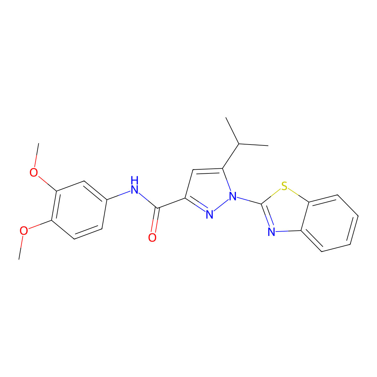 1-(benzo[d]thiazol-2-yl)-N-(3,4-dimethoxyphenyl)-5-isopropyl-1H-pyrazole-3-carboxamide molecular structure, CAS 1013805-09-8