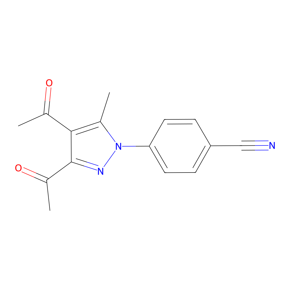 4-(3,4-diacetyl-5-methyl-1H-pyrazol-1-yl)benzonitrile molecular structure, CAS 1013805-14-5
