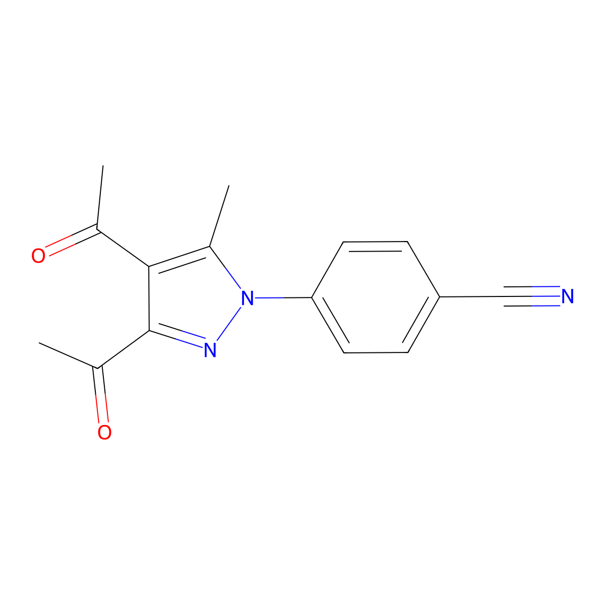 4-(3,4-diacetyl-5-methyl-1H-pyrazol-1-yl)benzonitrile molecular structure, CAS 1013805-14-5
