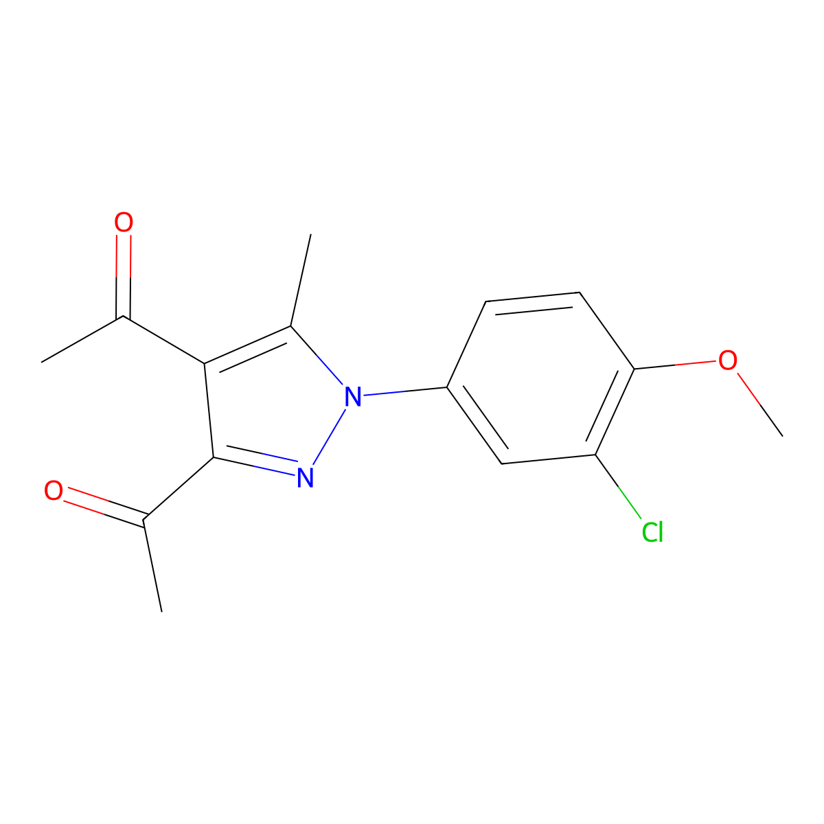 1-[3-Acetyl-1-(3-chloro-4-methoxyphenyl)-5-methylpyrazol-4-yl]ethanone molecular structure, CAS 1013805-16-7