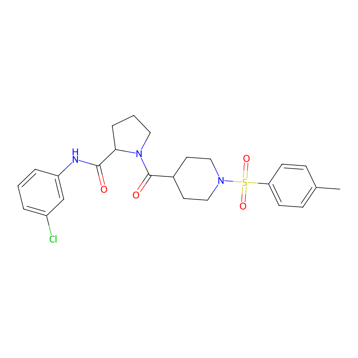N-(3-chlorophenyl)-1-({1-[(4-methylphenyl)sulfonyl]piperidin-4-yl}carbonyl)-L-prolinamide molecular structure, CAS 1013805-37-2