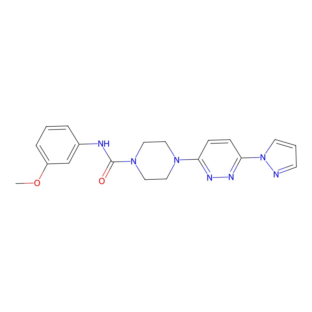 4-(6-(1H-pyrazol-1-yl)pyridazin-3-yl)-N-(3-methoxyphenyl)piperazine-1-carboxamide molecular structure, CAS 1013807-09-4