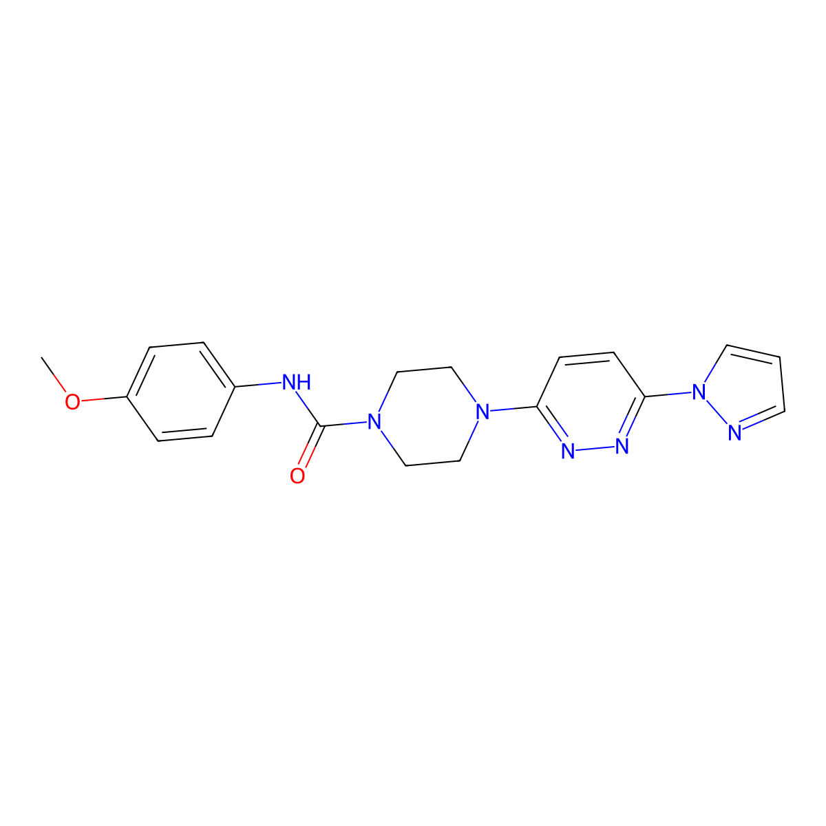 4-(6-(1H-pyrazol-1-yl)pyridazin-3-yl)-N-(4-methoxyphenyl)piperazine-1-carboxamide molecular structure, CAS 1013807-29-8