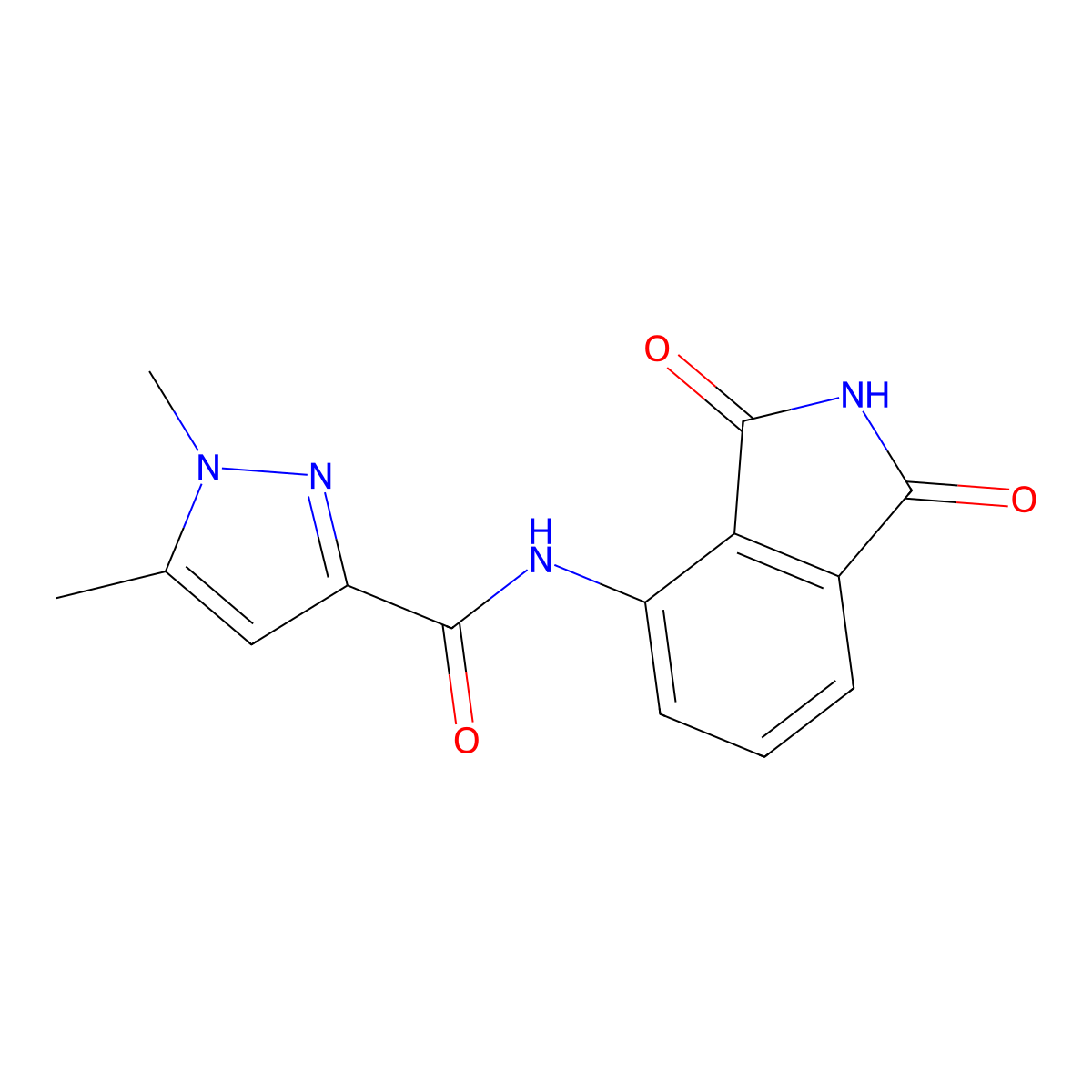 N-(1,3-dioxoisoindolin-4-yl)-1,5-dimethyl-1H-pyrazole-3-carboxamide molecular structure, CAS 1013807-84-5