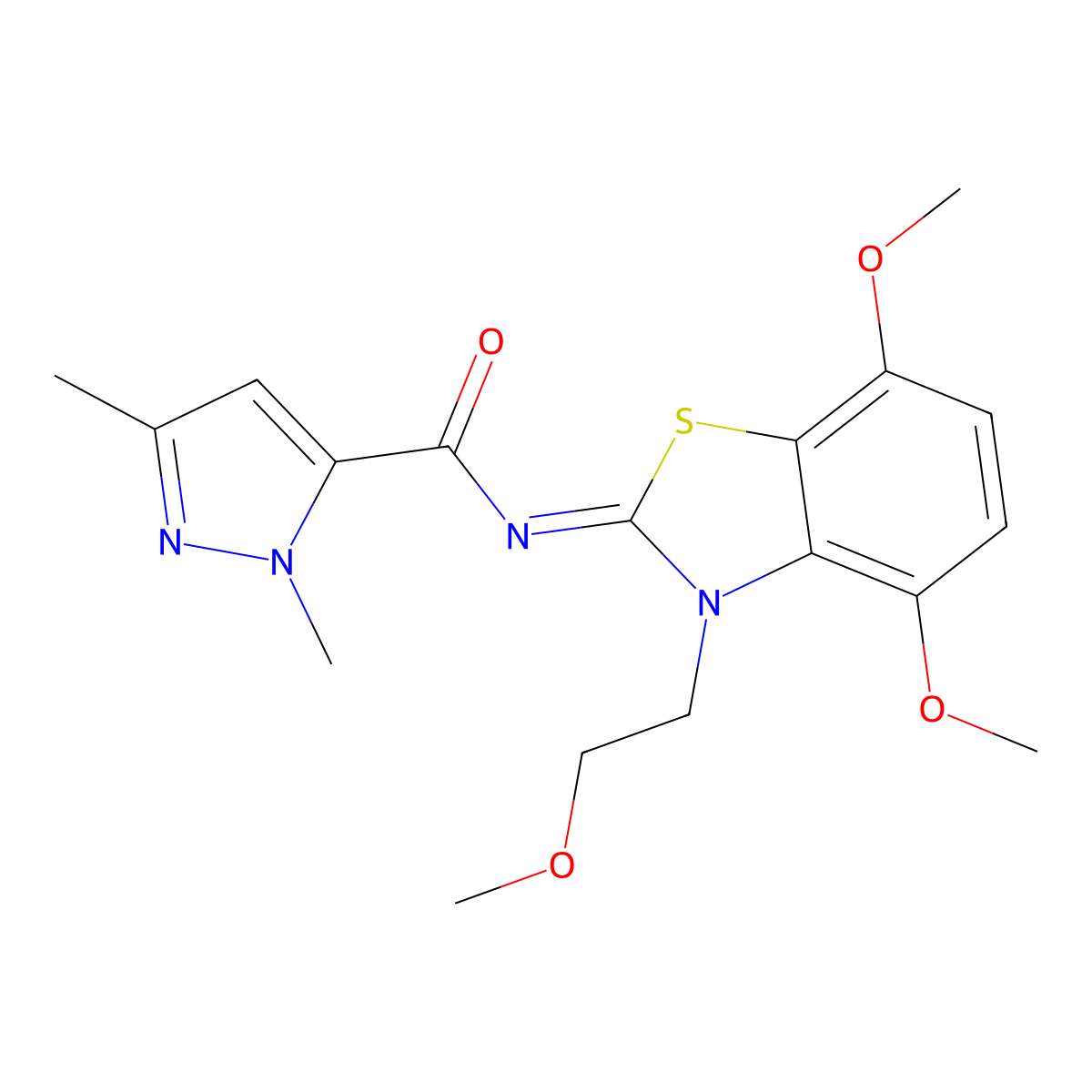 (Z)-N-(4,7-dimethoxy-3-(2-methoxyethyl)benzo[d]thiazol-2(3H)-ylidene)-1,3-dimethyl-1H-pyrazole-5-carboxamide molecular structure, CAS 1013809-10-3