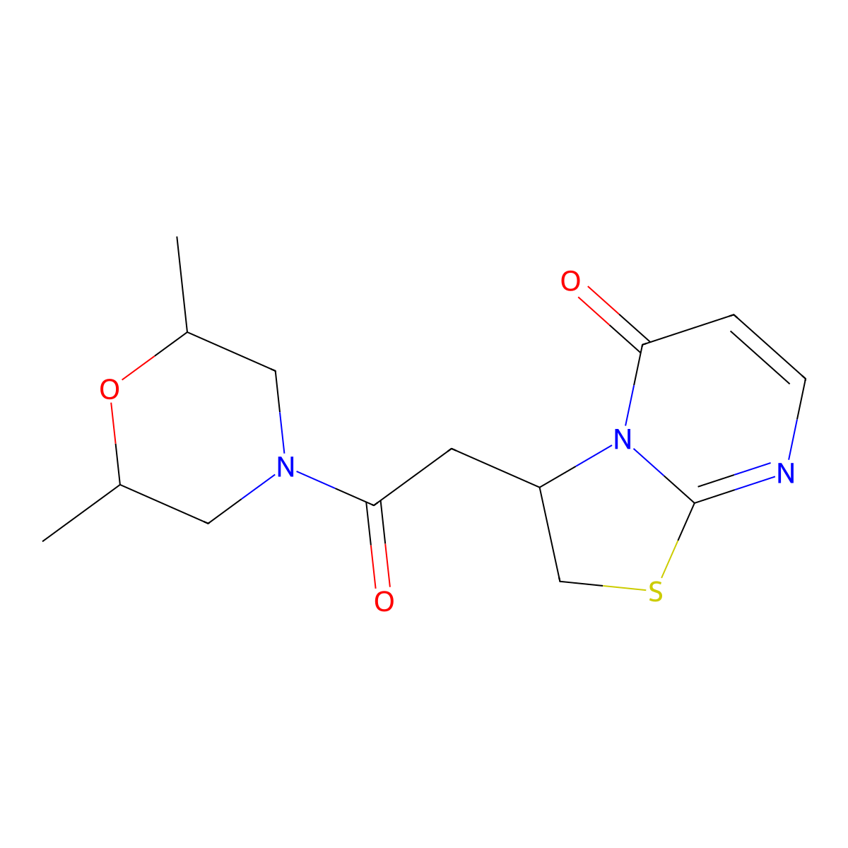 3-[2-(2,6-dimethylmorpholin-4-yl)-2-oxoethyl]-2H,3H,5H-[1,3]thiazolo[3,2-a]pyrimidin-5-one molecular structure, CAS 1013812-56-0