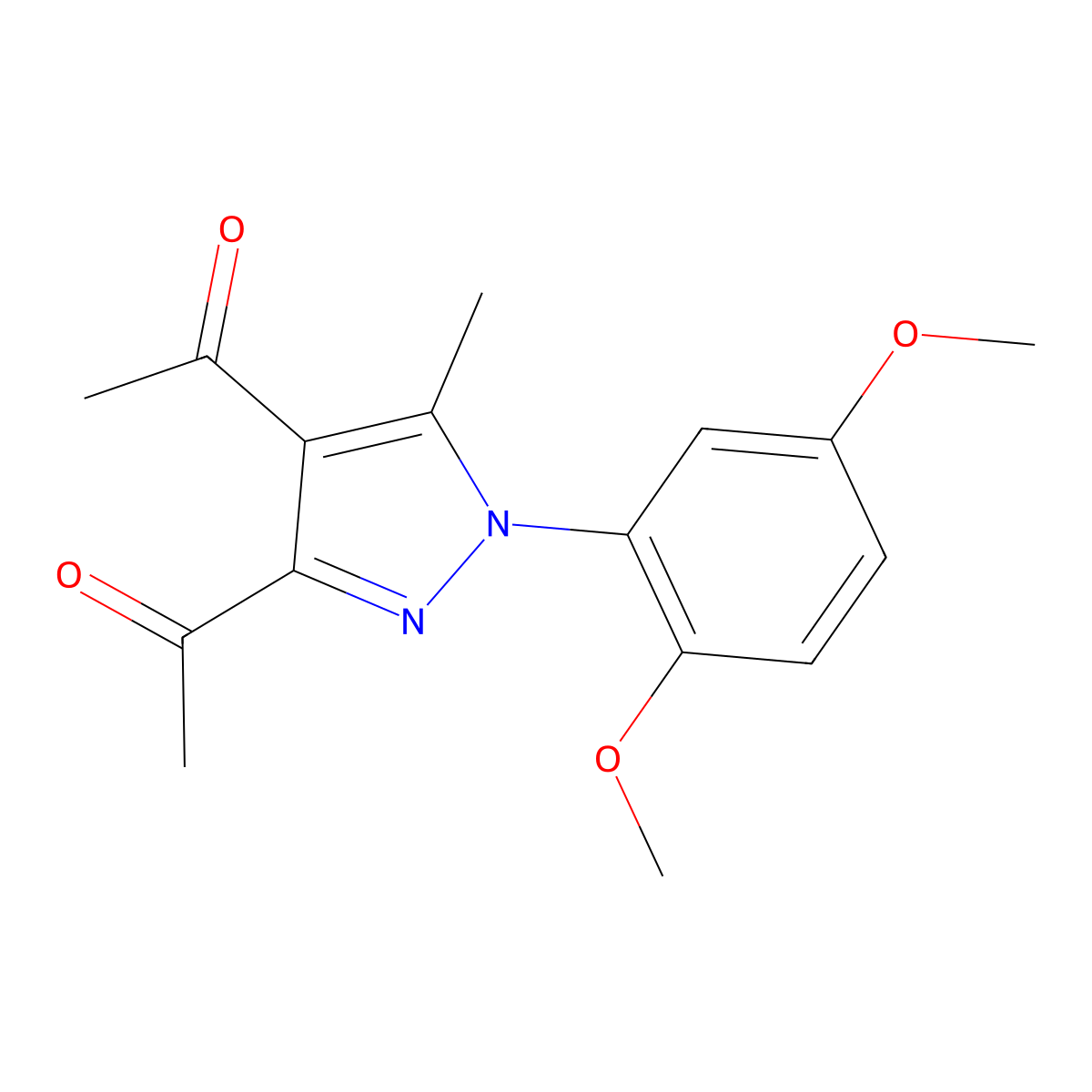 3,4-Diacetyl-1-(2,5-dimethoxyphenyl)-5-methylpyrazole molecular structure, CAS 1013816-92-6