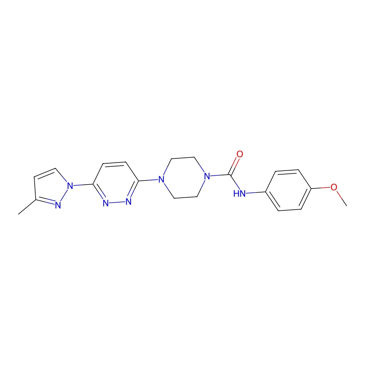 N-(4-methoxyphenyl)-4-(6-(3-methyl-1H-pyrazol-1-yl)pyridazin-3-yl)piperazine-1-carboxamide molecular structure, CAS 1013817-14-5