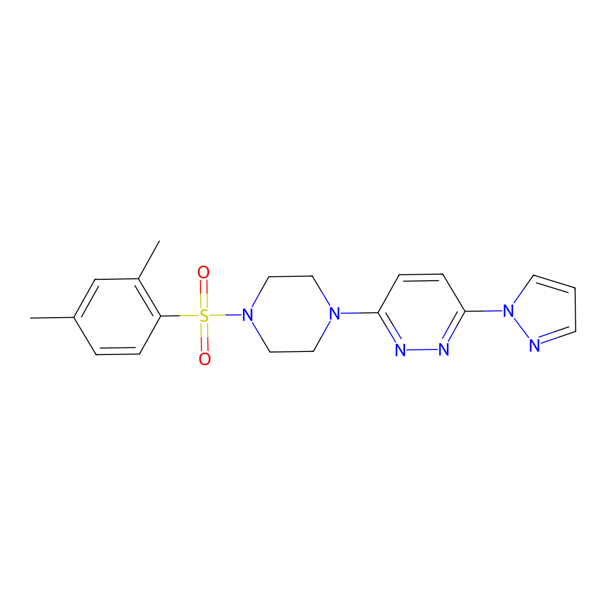 3-(4-((2,4-dimethylphenyl)sulfonyl)piperazin-1-yl)-6-(1H-pyrazol-1-yl)pyridazine molecular structure, CAS 1013817-44-1
