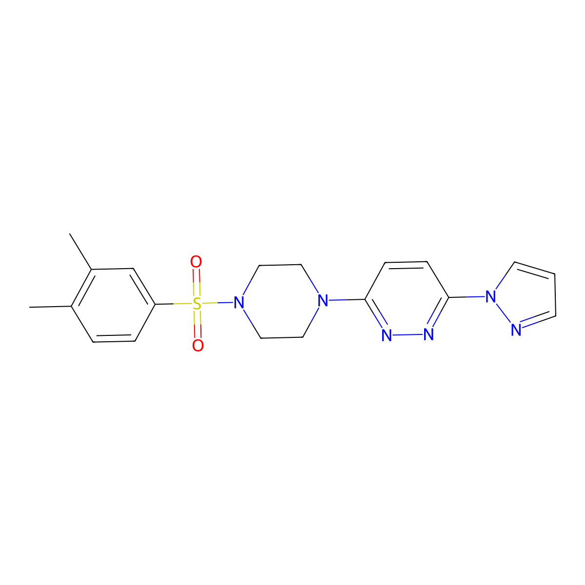3-(4-((3,4-dimethylphenyl)sulfonyl)piperazin-1-yl)-6-(1H-pyrazol-1-yl)pyridazine molecular structure, CAS 1013817-56-5