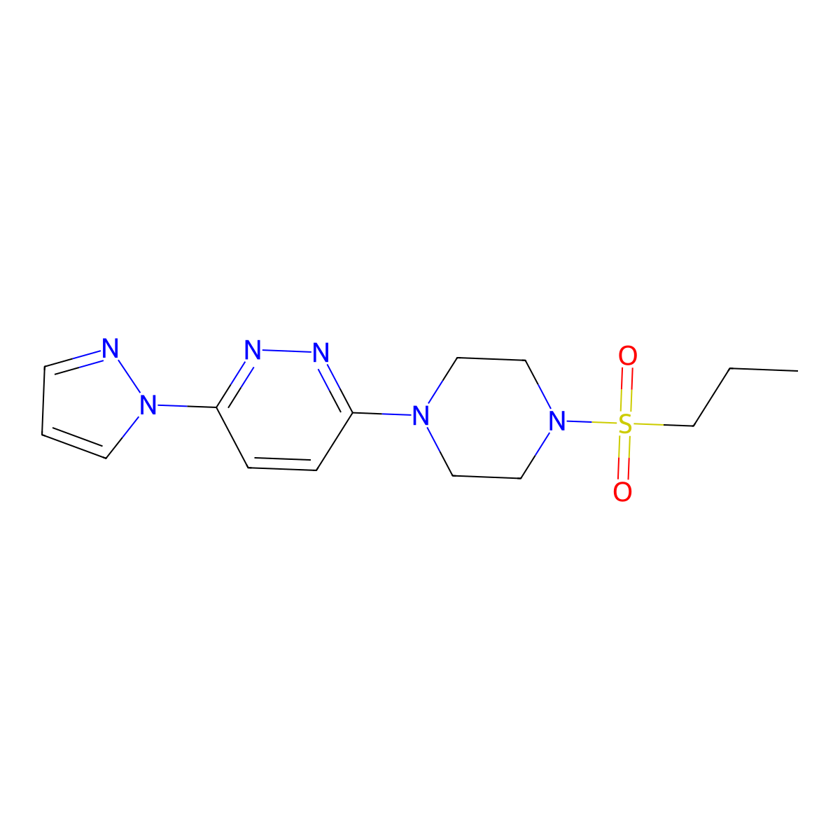 3-(4-(propylsulfonyl)piperazin-1-yl)-6-(1H-pyrazol-1-yl)pyridazine molecular structure, CAS 1013818-30-8
