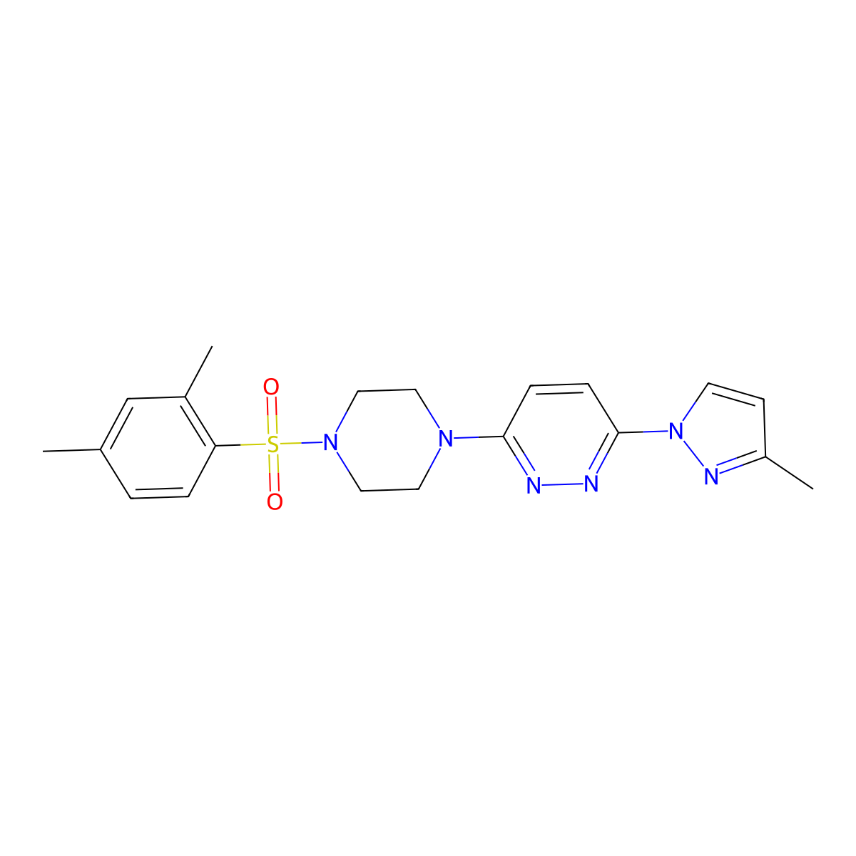 3-(4-((2,4-dimethylphenyl)sulfonyl)piperazin-1-yl)-6-(3-methyl-1H-pyrazol-1-yl)pyridazine molecular structure, CAS 1013818-37-5